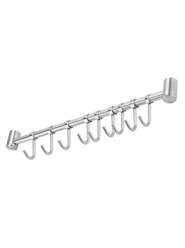 Intirilife Küchen Reling Hängeleiste in Silber - 9 Haken