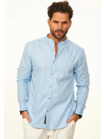 behype Langarmhemd - aus Leinen im Regular-Fit Sommerhemd in Hellblau
