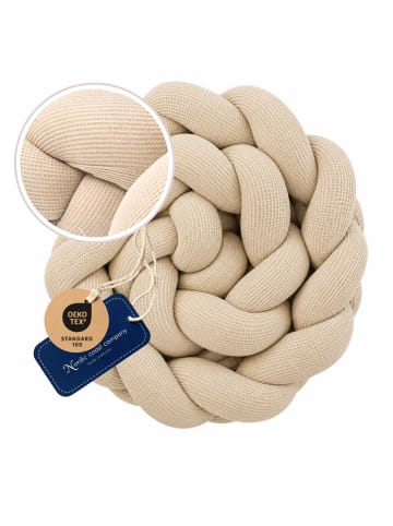 nordic coast company Bettschlange geflochten weicher Waffelstoff Baumwolle Beige