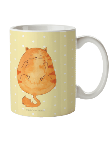 Mr. & Mrs. Panda Kaffeetasse Katze Mittelfinger ohne Spruch in Gelb Pastell