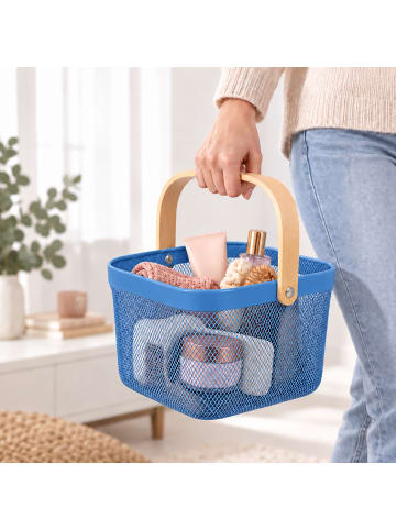 relaxdays Aufbewahrungskorb in Dunkelblau - (B)26x (H)17,5 x (T)24,5 cm