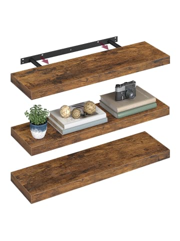 VASAGLE 3er-Set: Wandregal in vintage - (B)80 x (H)3.8 x (T)20 cm