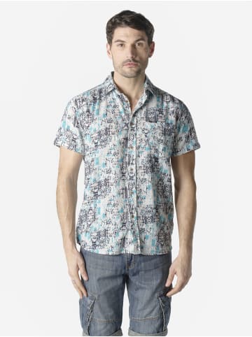 KOROSHI Herren kurzarmhemd allover in blau