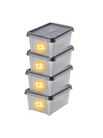 SmartStore 4er-Set Aufbewahrungsbox Dry Anthrazit 13L