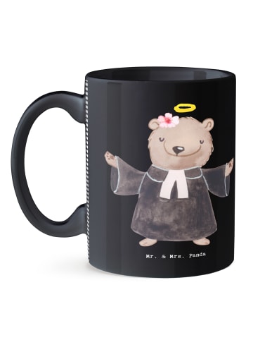 Mr. & Mrs. Panda Kaffeebecher Pfarrerin Herz ohne Spruch in Schwarz