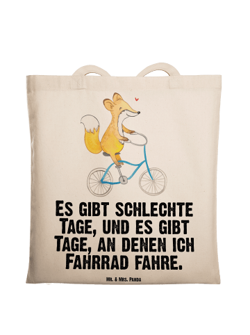 Mr. & Mrs. Panda Tragetasche Fuchs Fahrrad fahren mit Spruch in Creme