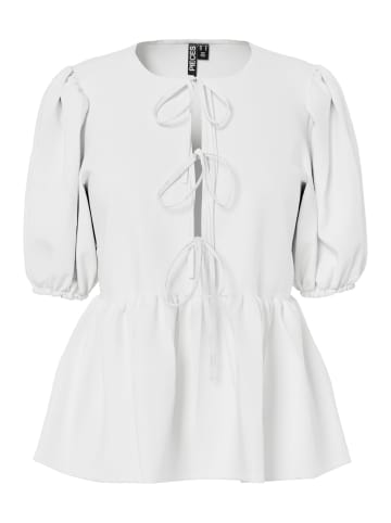 Pieces Oberteil mit Puffärmeln in Bright White
