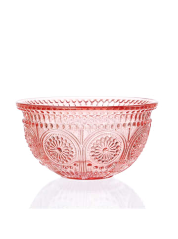 MARELIDA Glasschale Vintage Boho Schüssel mit Blumenmuster 210ml in rosa