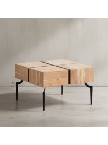 KADIMA DESIGN Couchtisch Massivholz 60x60x40 cm Quadratisch mit in Akazie