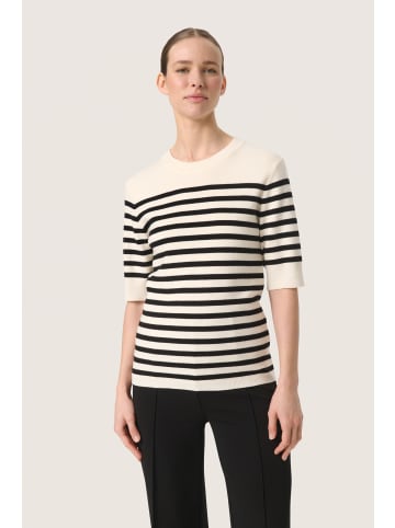 Soaked in Luxury Strickpullover SLSpina Gerade Passform in White with Black stripe