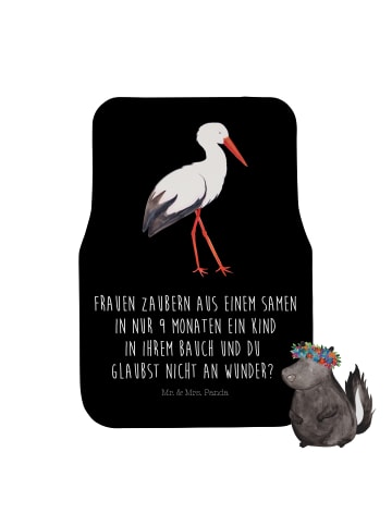Mr. & Mrs. Panda Fahrer Autofußmatte Storch mit Spruch in Schwarz
