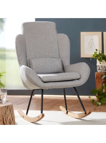 KADIMA DESIGN Schaukelstuhl Komfort | Wippfunktion, Polster Abnehmbar, Rubberwood in Anthrazit