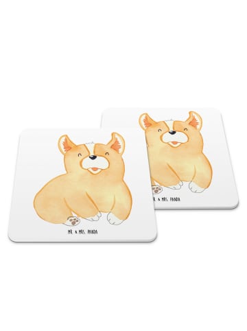 Mr. & Mrs. Panda Untersetzer für Gläser Corgie ohne Spruch in Weiß