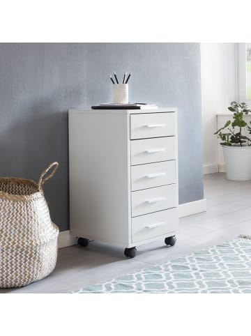 KADIMA DESIGN Rollcontainer 33 x 63 x 38 cm Holz Schubladenschrank in Weiß