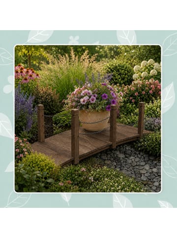 relaxdays Gartenbrücke in Braun - (B)150 x (H)55 x (T)67 cm