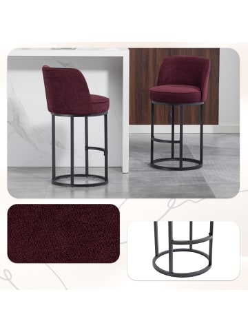 ABRIHOME Barhocker 2er mit Leinenbezug in Rot