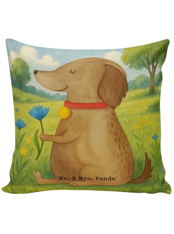 Mr. & Mrs. Panda Dekokissen Hund Blume Design ohne Spruch in Weiß