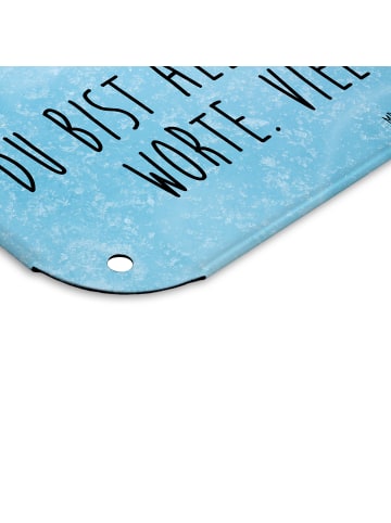 Mr. & Mrs. Panda tafel Pinguin Pärchen mit Spruch in Eisblau