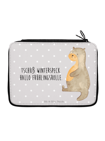 Mr. & Mrs. Panda Schulmäppchen Otter Bauch mit Spruch in Grau Pastell