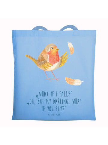 Mr. & Mrs. Panda Tasche Rotkehlchen Federn mit Spruch in Sky Blue