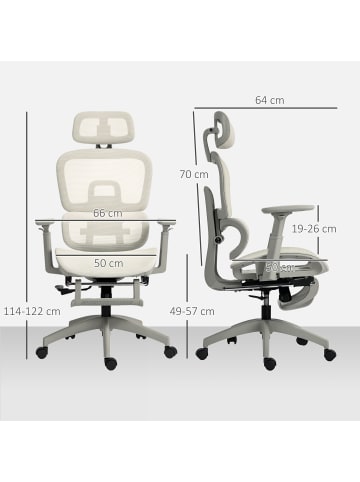 HOMCOM Bürostuhl-66L x 64B x 114-122H cm-Beige