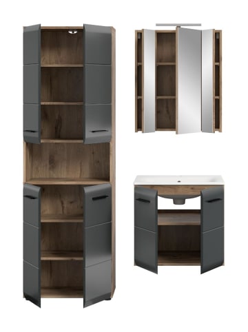 ebuy24 Badmöbelset Ice Schwarz 135 x 46 cm