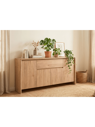 CALICOSY Sideboard SOREN in Helles - (W) 165 x (H) 86 x (L) 40 cm