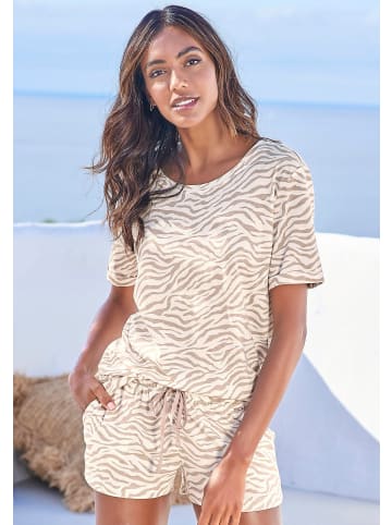 LASCANA Pyjamashorts in ecru-nougat