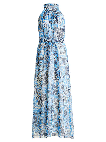 BETTY & CO Chiffonkleid ohne Arm in Blau/Weiß