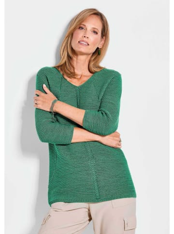 GOLDNER Eleganter V-Ausschnitt Pullover in smaragd