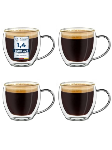 Creano Espressogläser mit Henkel doppelwandig 4er Set 100ml art.442 Glas