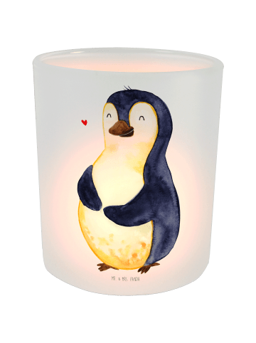 Mr. & Mrs. Panda Windlicht Glas Pinguin Diät ohne Spruch in Transparent