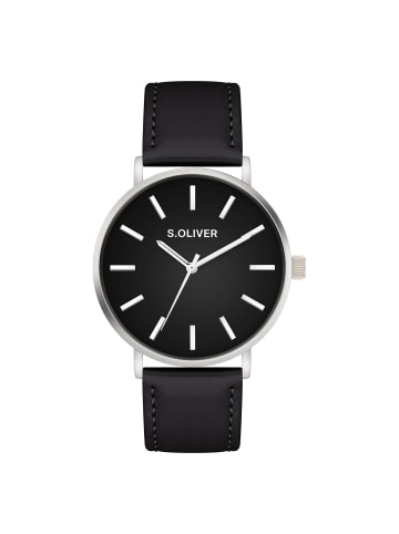 s.Oliver Armbanduhr Basic Leather in schwarz