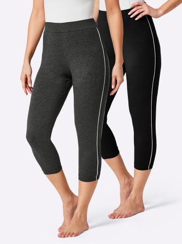 Plantin Leggings 3/4-lang in schwarz + anthrazit-meliert