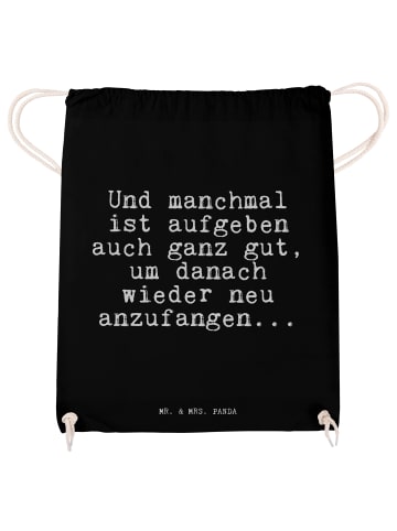 Mr. & Mrs. Panda Baumwolle Beutel Und manchmal ist aufgeben... m... in Schwarz