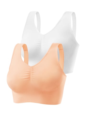 nuance Bralette-BH in pfirsich+weiß