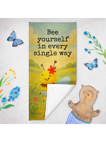 Mr. & Mrs. Panda Duschtuch Biene Blume Design mit Spruch in Weiß