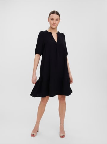 Vero Moda Halbarm Midi Blusen Tunika Kleid VMNATALI in Schwarz