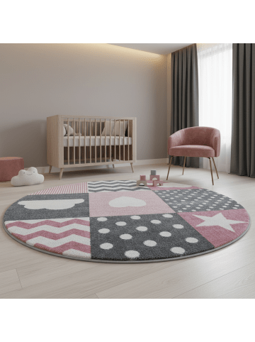KADIMA DESIGN Teppich Kinder Herz Sterne saugroboter Kurzflor Kinderzimmer