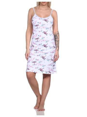 NORMANN Spaghetti Nachthemd florales Design - 79490 in weiß