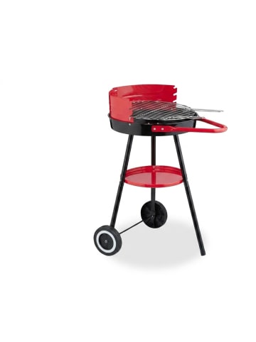 Holzkohlegrill in Schwarz/ Rot - Ø 42 cm