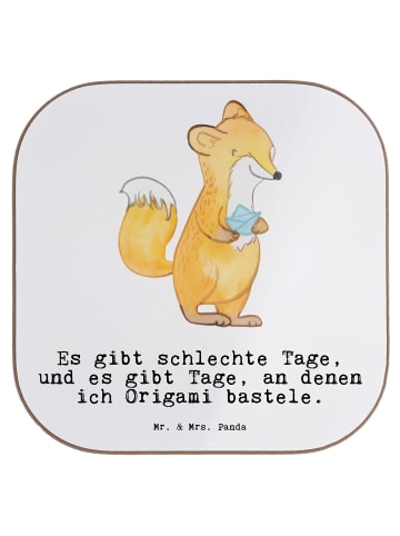 Mr. & Mrs. Panda Bierdeckel Fuchs Origami mit Spruch in Weiß