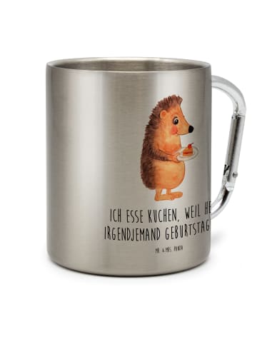 Mr. & Mrs. Panda Reisebecher Igel Kuchenstück mit Spruch in Silber