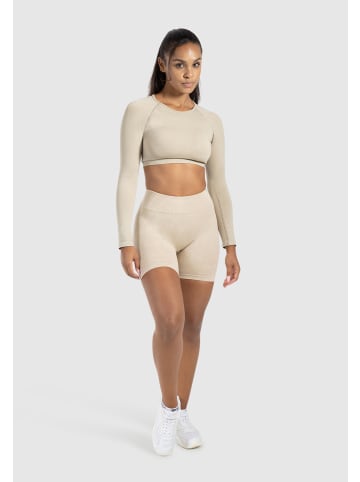 SMILODOX Crop Longsleeve Bethy Seamless in Taupe