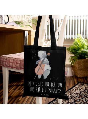 Mr. & Mrs. Panda Tasche Zeichenllo Duo mit Spruch in Schwarz