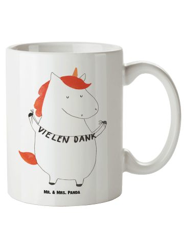 Mr. & Mrs. Panda Kaffeebecher Einhorn Dankeschön ohne Spruch in Weiß