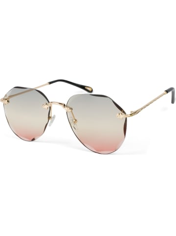 styleBREAKER Piloten Sonnenbrille in Gold / Grau-Apricot Verlauf