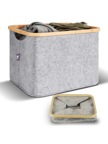 HENNEZ Aufbewahrungskorb Laura 40l Filz hellgrau grau