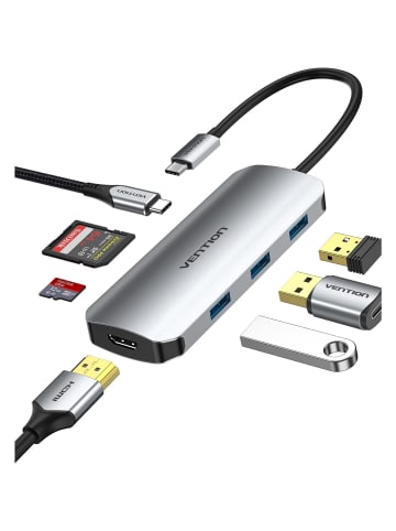 Vention USB-C-Hub, Multiport-Adapter, Dock, 7-in-1 100W in Schwarz
