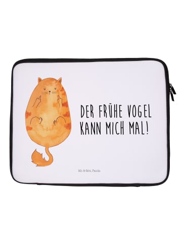 Mr. & Mrs. Panda Notebook Tasche Katze Frühaufsteher mit Spruch in Weiß